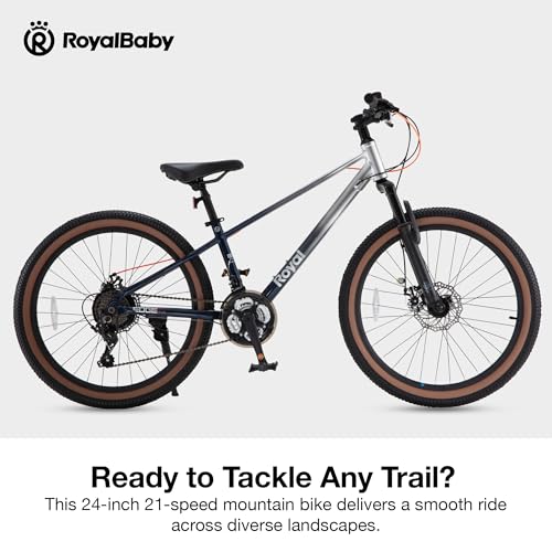 Image of RoyalBaby Kids Mountain Bike for Boys and Girls, Ultra-Light Aluminum 20-26 Inch Wheel Bicycle for 6-14 Years Old Children, 7 /21-Speeds Drivetrain