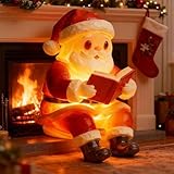 クリスマスサンタ読書本ナイトライト、手作りサンタクリスマスの置物かわいいライトアップサンタ読書本像、ヴィンテージ屋内クリスマスデコレーション、自宅、ベッドルーム、クリスマスパーティー用