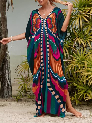Image of Kaftan Dresses for Women Plus Size Summer Beach Dress with Print and Swim Cover Ups
