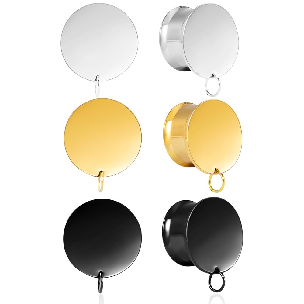 Atomhole DIY Gauges Plugs Tunnels for Ears Dangle Stainless Steel DIY Ear Gauges Pendants Expander Stretcher Accessories Piercing Earrings Jewelry for