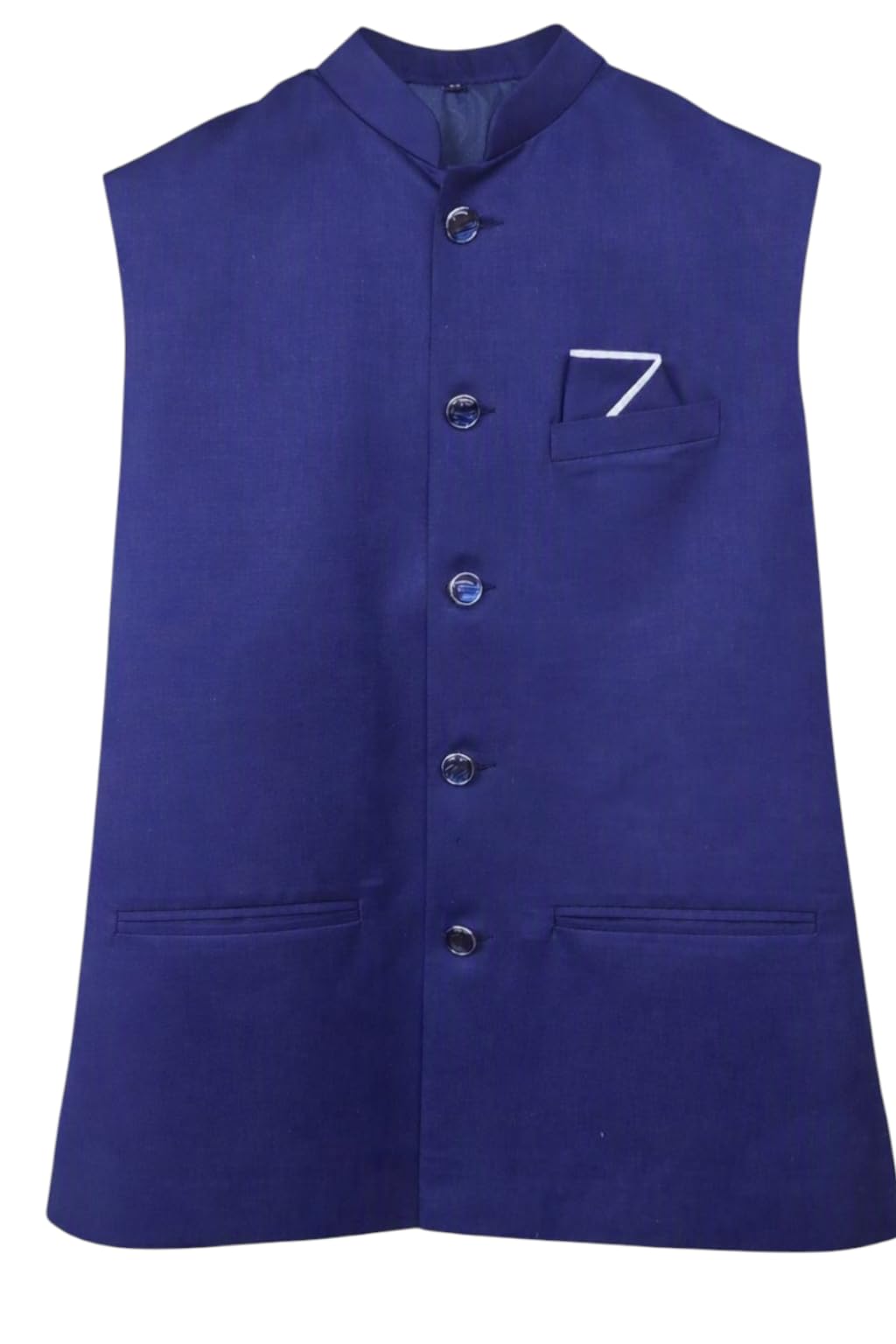 raeen men's solid royal blue nehru jacket | mandarin collar ethnic waistcoat