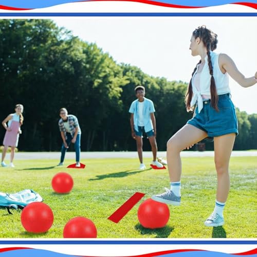 Hiboom 10 Pcs 16 Pcs Sports Kickball Set for Kids Adults, 10 Inch, Red - image 6