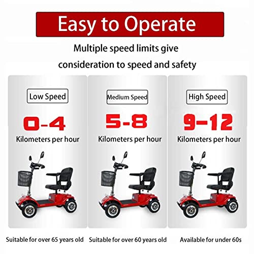 Scooter de movilidad plegable Scooter de movilidad portátil de 4 ruedas Scooter de movilidad eléctrico ligero Silla de ruedas con luces delanteras LED para adultos mayores discapacitados