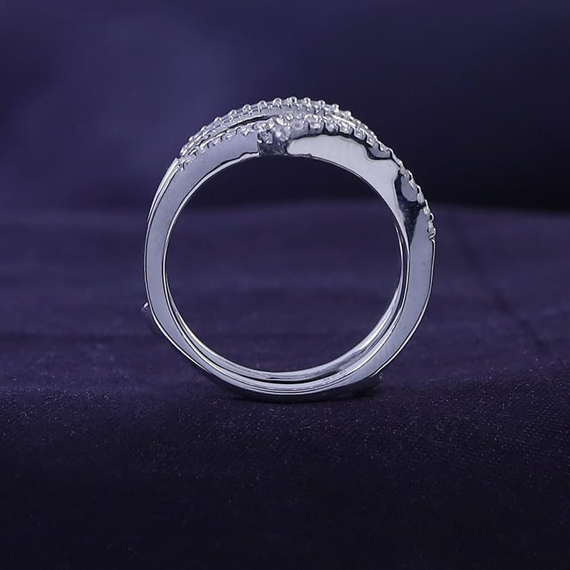 AFFY Baguette Shape Cubic Zirconia Enhancer Wrap Guard Ring in 14K White Gold Over Sterling Silver4