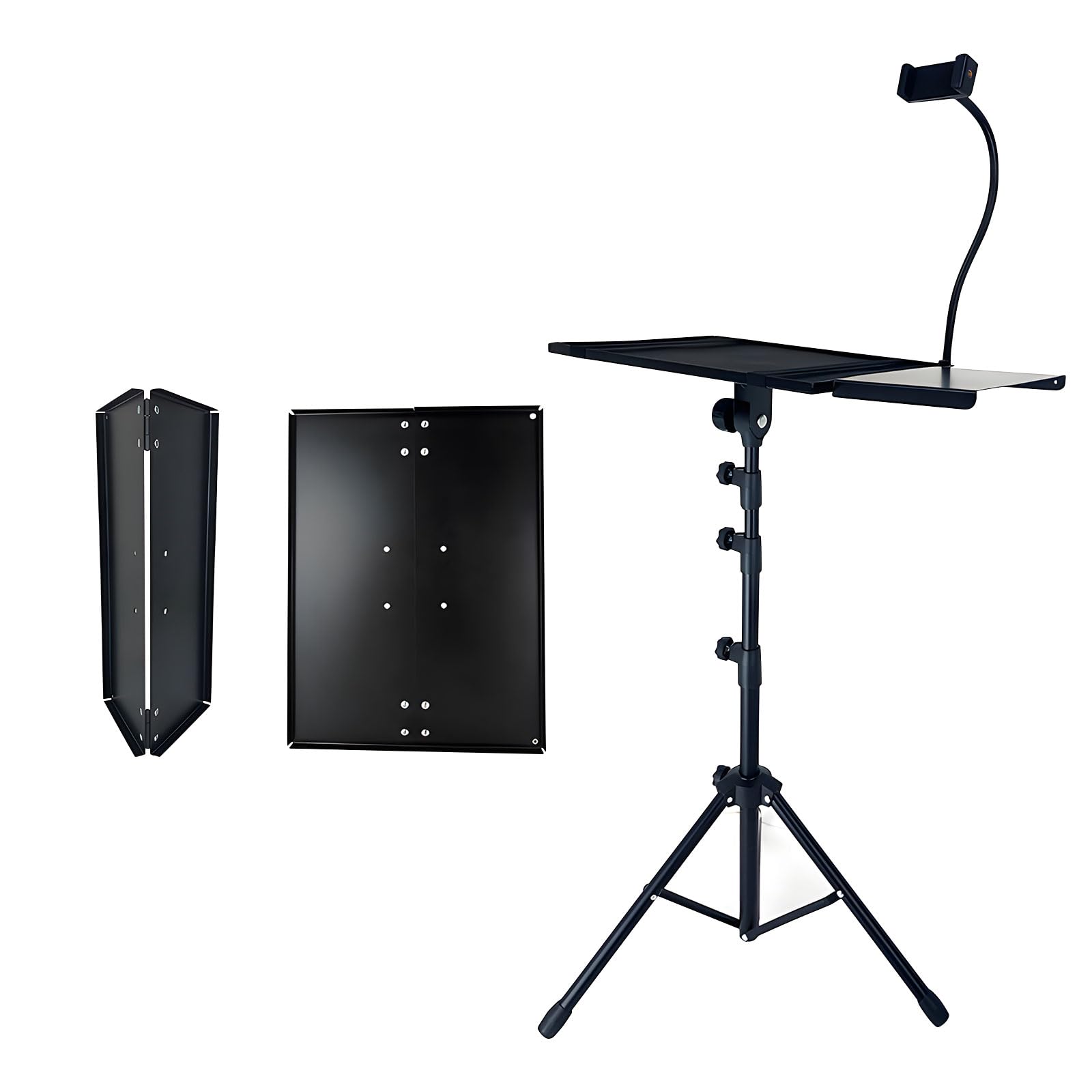 Soporte plegable portátil para proyectores con base antideslizante, compatibilidad universal para portátiles, equipo de altura ajustable, soporte portátil con bandeja