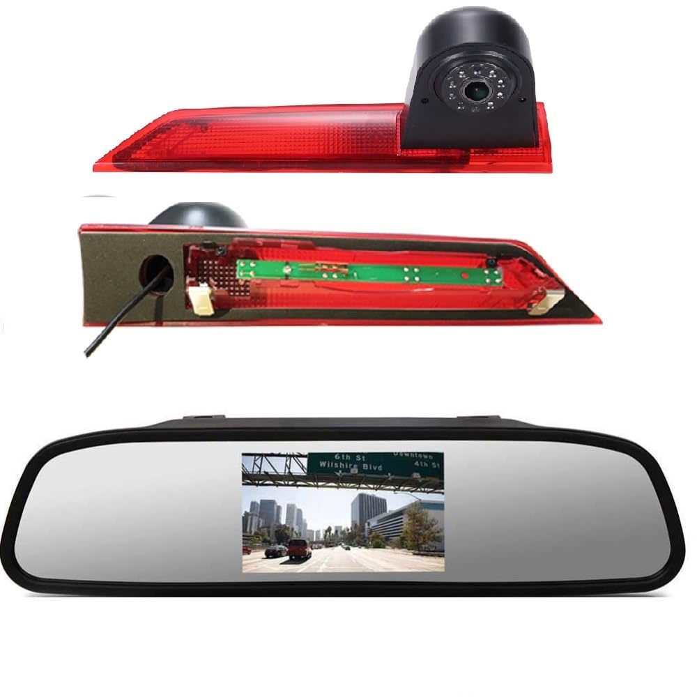 1280 x 720 Brake światło hamowania samochodu kamera Third Roof światło hamowania kamera cofania zapasowa Ford Transit Custom 2012-2016 kamera parkingowa wodoszczelna + monitor wsteczny 4,3"