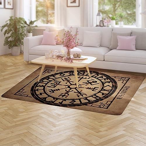Tapis de salon Viking Vegvisir gris 100x150cm en molleton lavable