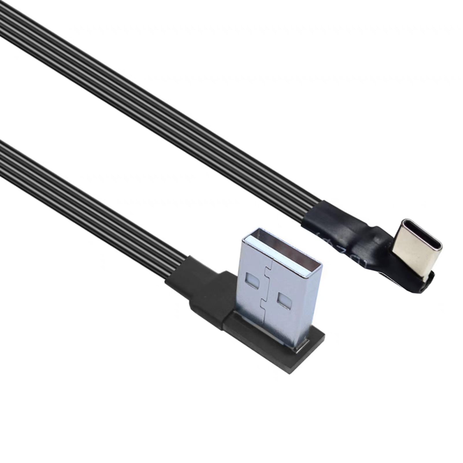 MHADBKH 50cm to 300cm Angled Connection Flat Silicone Type C Charges Cable 10W Fast Charging 480Mbps Data Transfer for Gaming Metal Connection USB C Charging Line