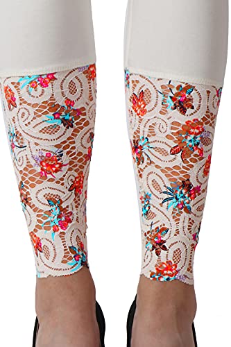 Image of Women's Soft & Stretchable Cotton Leggings Lace Ankle Length Color