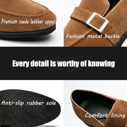 Men's Suede Penny Loafers Fashionable Metal Buckle Luxury Banquet Party Dress Shoes Comfortable Slip-On Moccasin Driving Loafers2