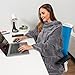 PAVILIA Wearable Blanket with Sleeves for Adult Women Men, Cozy Fleece Warm Wrap Throw Blanket with Arms, Pocket, Gifts for Christmas, Wife, Dark Grey