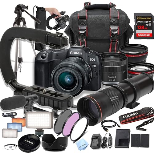 EOS R8 Camera Bundle with 24-50mm + 420-800mm Super Telephoto Lens