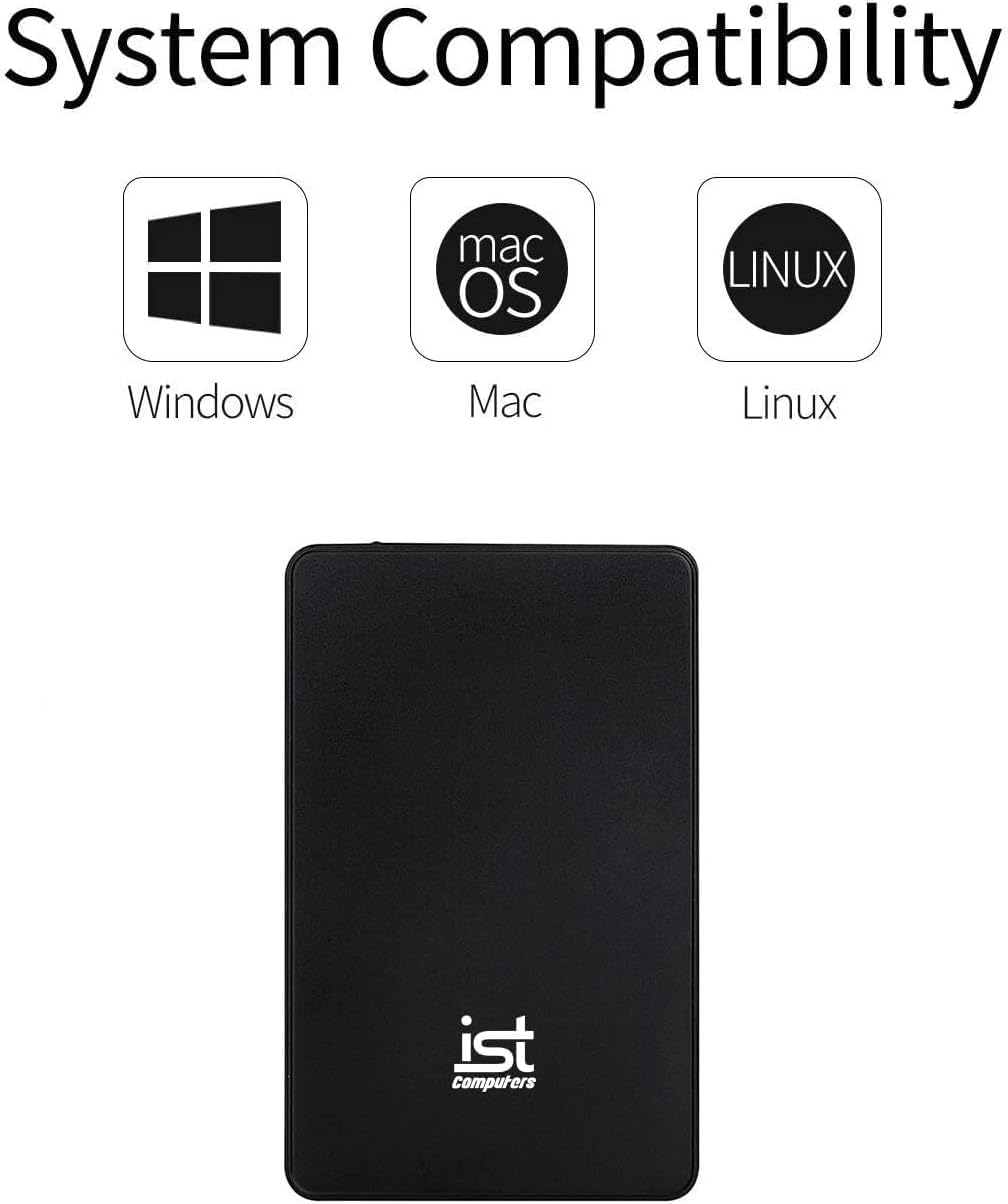 ist computers Ultra Slim 500GB Portable External Hard Drive, USB 3.0, Black, for Mac and PC Computer Desktop Workstation PC Laptop PlayStation, Xbox One, PS4, PS5 (Black, 500GB) (Pack of 2)