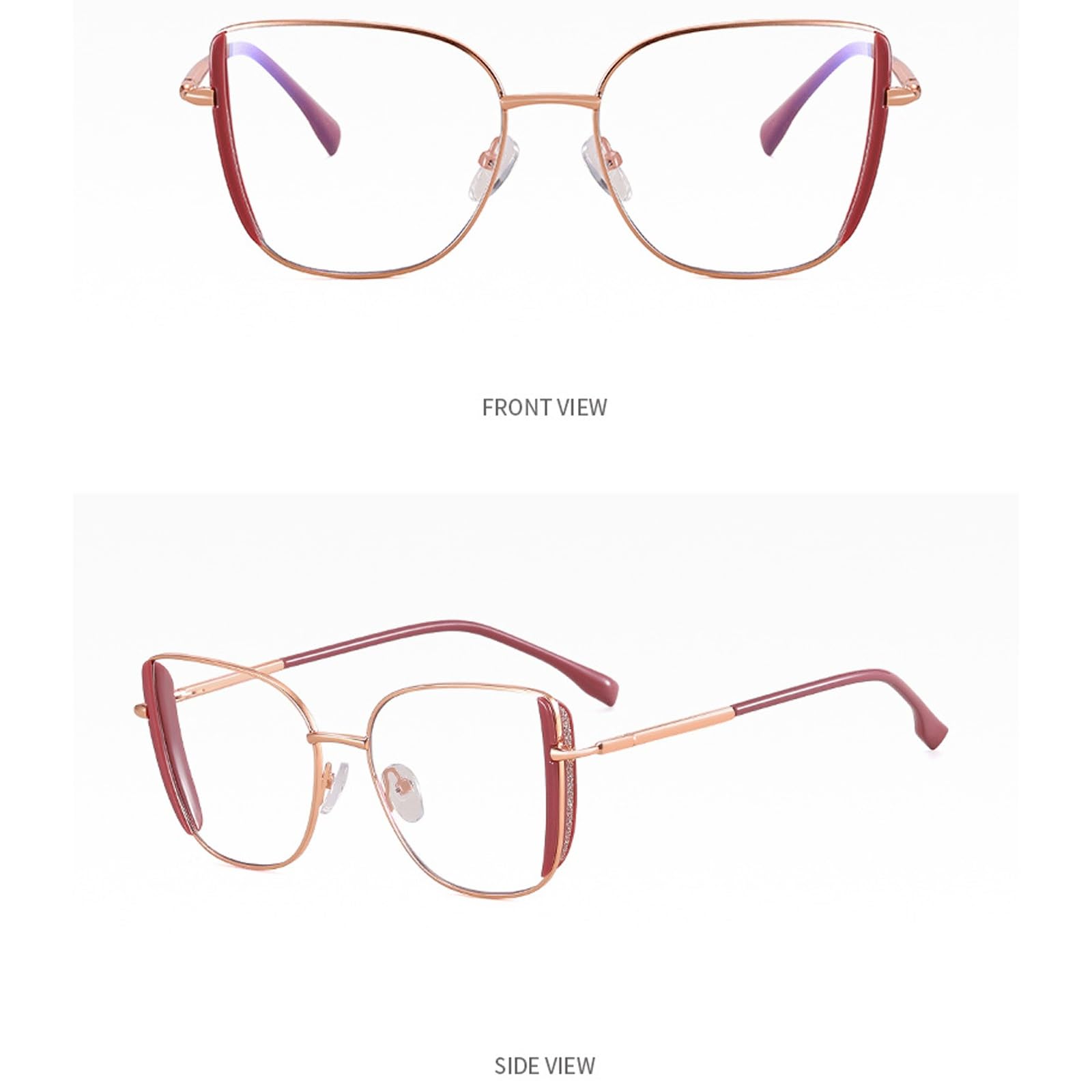 Montature for Occhiali Occhiali da Lettura da 140 mm | Occhiali a luce blu Aste con curva poligonale TR Naselli sostituibili Alla moda(C3 Gray)