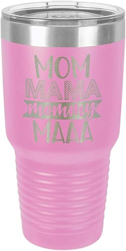 MOM MOMMY MAMA MAA LIGHT PURPLE 30 oz vaso de bebida con pajita  Taza de viaje grabada con láser con citas divertidas  Comparar con Yeti Rambler