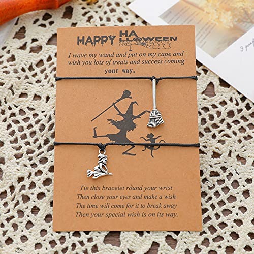 Image of CJIAYUJEW Halloween Bracelet Gift Friends Colleagues Bracelets Black cat Bat Witch Pumpkin Head Wacky Bracelets Sex Broomstick Witch Bracelet (Broom, Alloy)