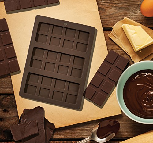 Mrs. Anderson's Baking Molde de barra de chocolate tripla, silicone antiaderente de grau europeu, f