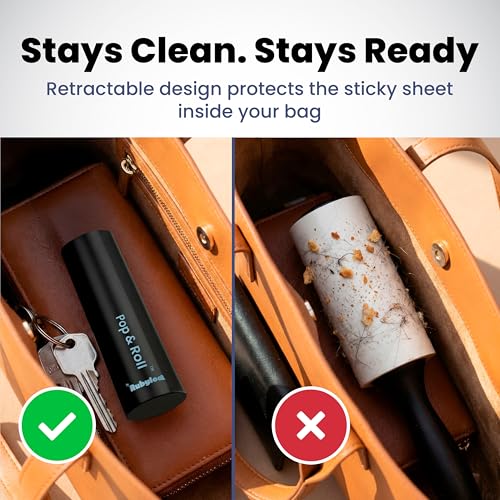Image of Mini Lint Roller for Pet Hair Extra Sticky (3 Pack + 4 Refill Rolls) - Travel Size Pet Hair Roller with Retractable Cover - Cat & Dog Fur Remover for Clothes
