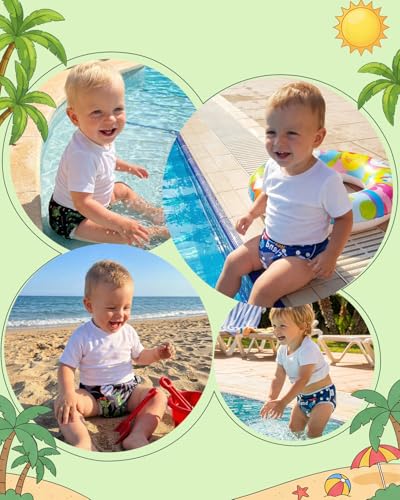 Image of Babygoal Baby Swim Diapers 2 Pack for 0-8 Months Newborn and Babies, Reusable Adjustable Washable for Swimming Lessons