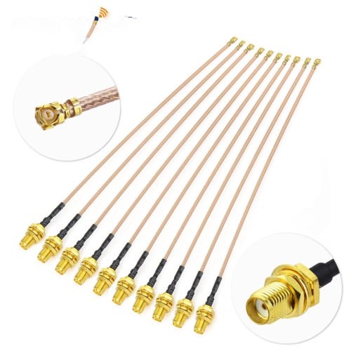 10-Pack IPX U.FL to SMA Jack Female Bulkhead IPEX PCI RG178 Pigtail Cable 20cm
