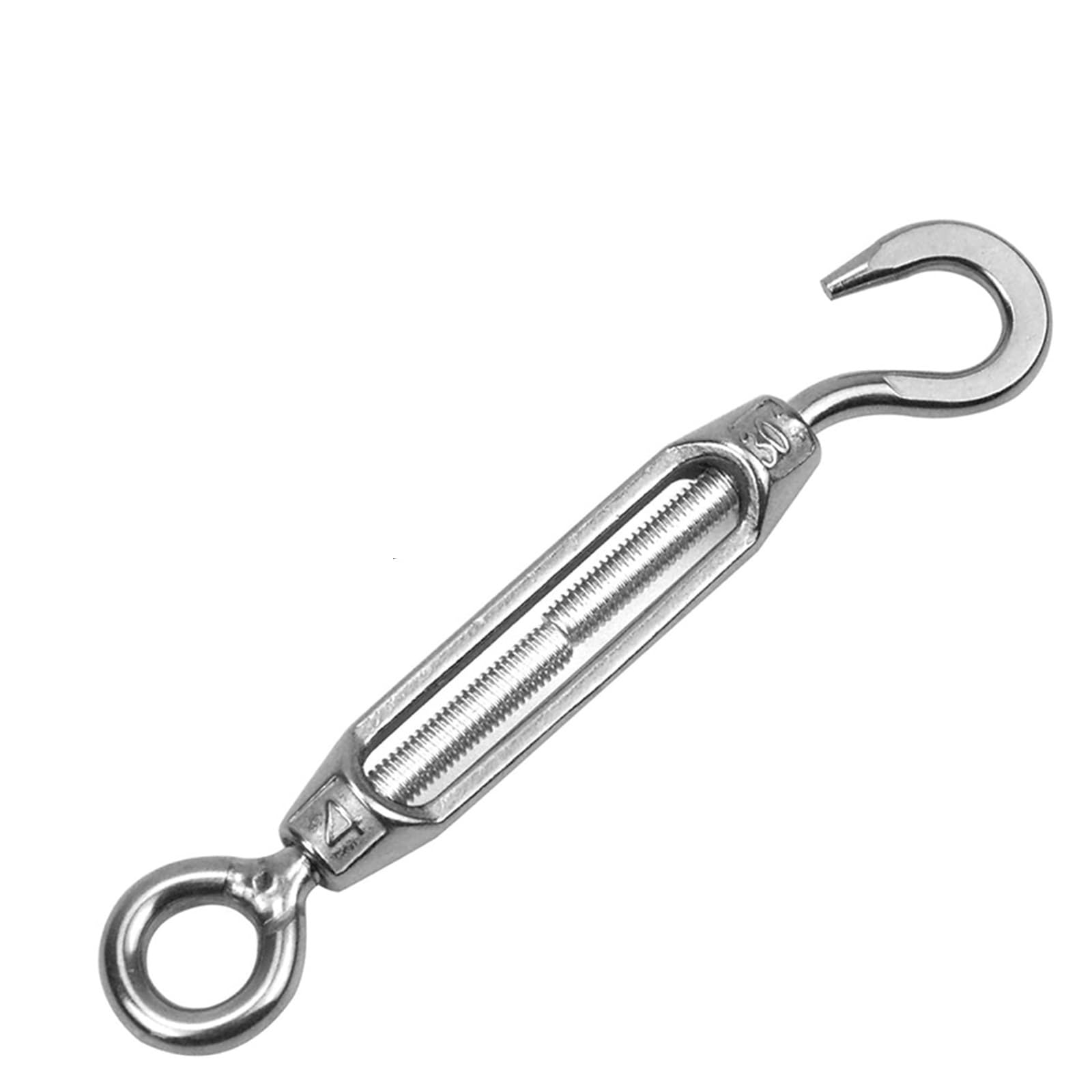 Tenditori in Acciaio Inox, Gancio in Acciaio Inossidabile Argentato 304; tenditore a Occhiello M4/M5/M6(M6,6pcs)
