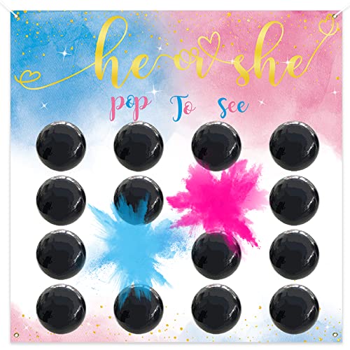 Baby Gender Reveal Dart Board Game, Reveal Balloon for Girl or Boy, Pink and Blue Powder for He or...