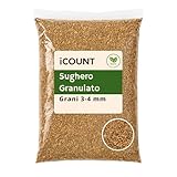 iCOUNT Sughero Granulato in Grani 3-4 mm | Sughero Naturale per il Fai da Te, Paesaggi, Scenografie Natalizie e Decorazioni | Granuli di Sughero Grezzo per Accessori Presepe e Terrario
