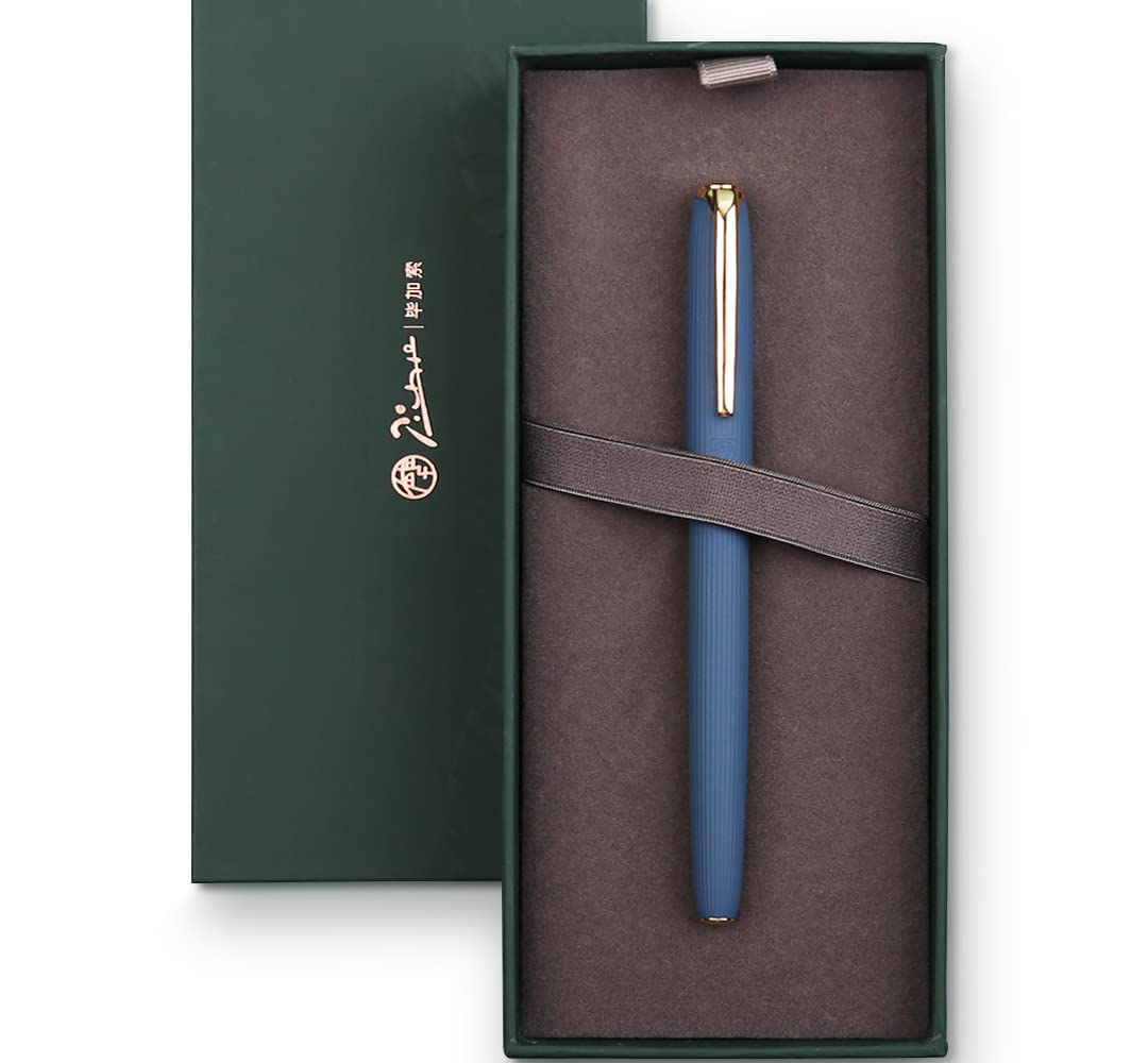 Xixixiaozhu Picasso 916 Natural Series Metal Fountain Pen with Gift Box (EF Nib 0.35mm, Ice Blue)
