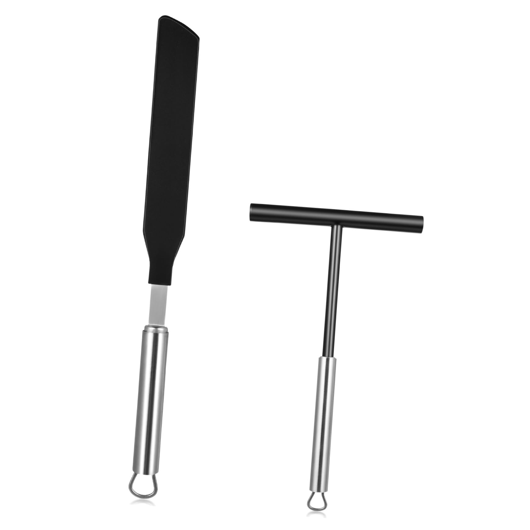 TEHAUX Espátula y Rascador de Crema de Acero Inoxidable para Repostería y Crepes Diseño Ergonómico para Colgar Set para Cocina Práctica y Almacenamiento