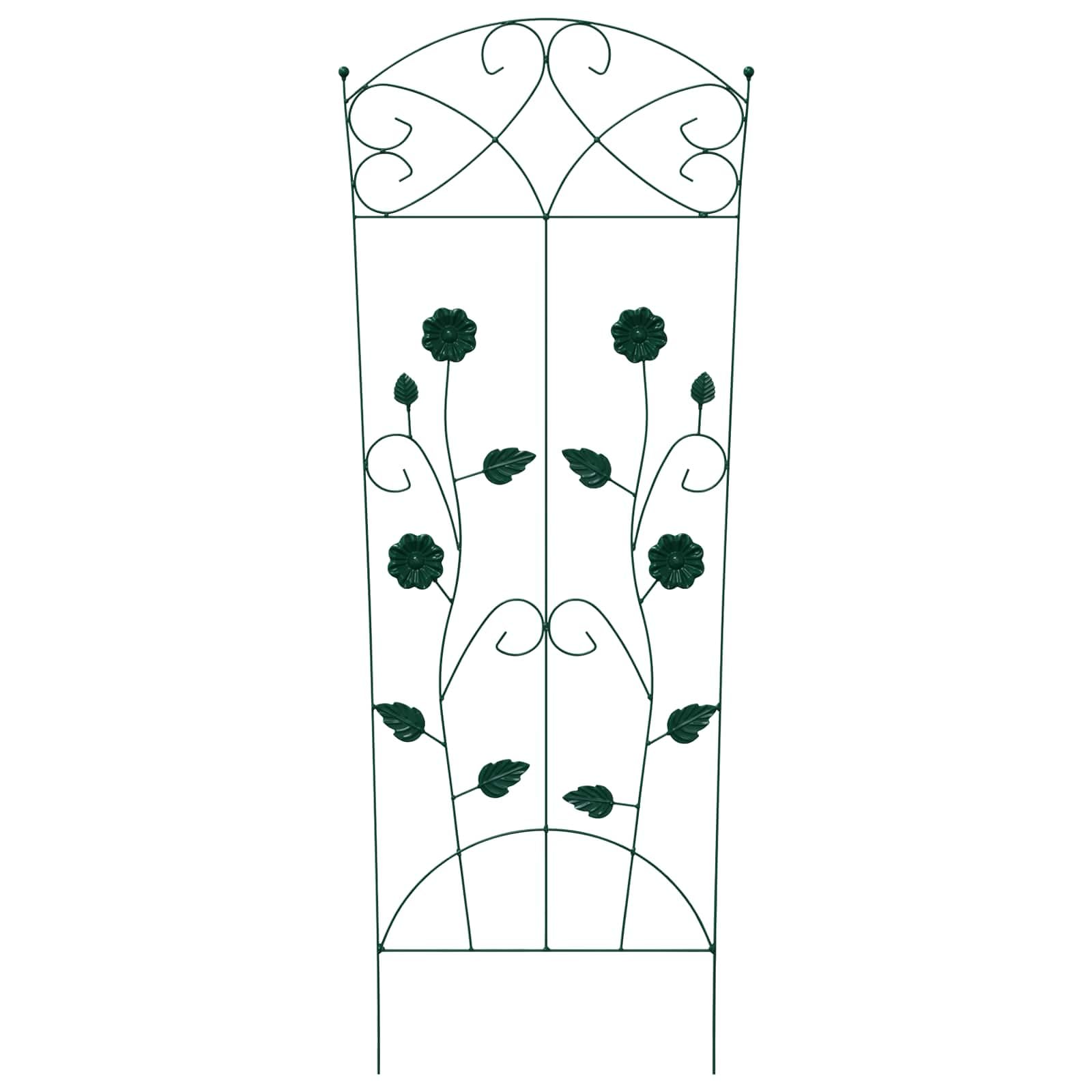Ogrodzenie ogrodowe 3 szt. zielone 110,5 x 42,5 cm z wytrzymałej stali, nowoczesny minimalistyczny design dla roślin pnących, eleganckie i trwałe wsparcie zewnętrzne.