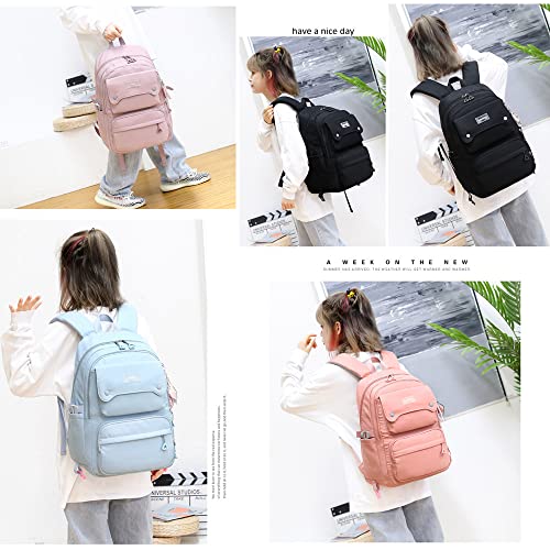 Sopnorm Kids Casual Backpack Solid Color Girls Elementary And Middle School Bag Teenage Travel Bag Waterproof Book Bag thumb #5
