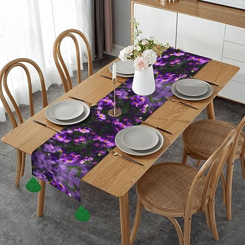 Chemin de table rustique aux fleurs violettes, l'excellence du linge décoratif - 2