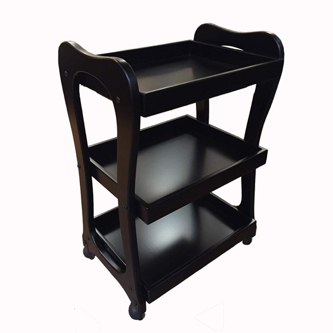 asdchZen Service Trolley Bar Trolley Storage Trolley Storage Trolley, 3-Tier Island Trolley, Serving Trolley, Kitchen Storage Trolley Serving Trolley Island Trolley With,Black,Black