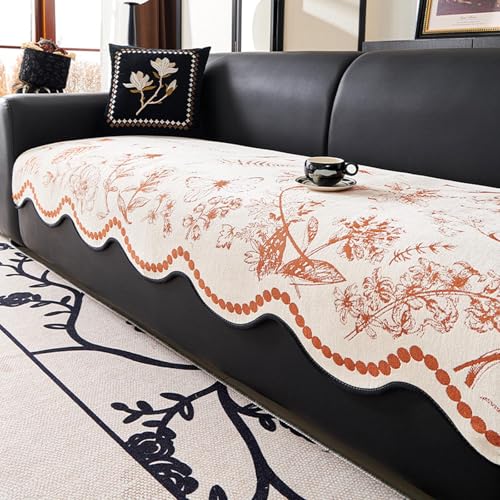 Housse de canapé sectionnelle en chenille orange 90x280 - 2