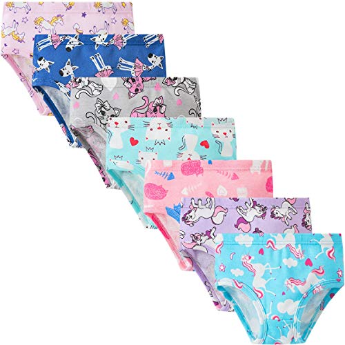 Cczmfeas Girls Kids Toddler Hipster Briefs Super Soft 100% Cotton Underwear Panties (A-7 Pack, 6T/5-6 Years)