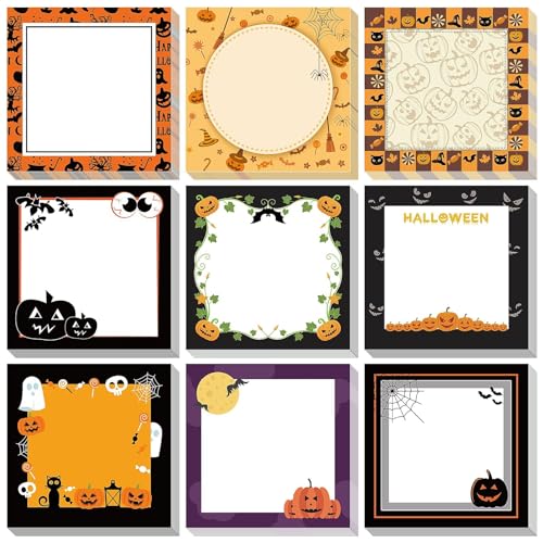 Notes autocollantes Halloween lot de 9 blocs de 50 feuilles pour école et bureau