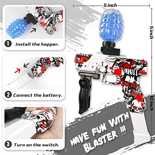 Image of Gel Blaster Automatic Machine Gun for Kids-Adults - Electric Outdoor Toy Water Ball Pistol - Shooting Range Up to 70 Feet With 10000 Gel Balls (Red & White)