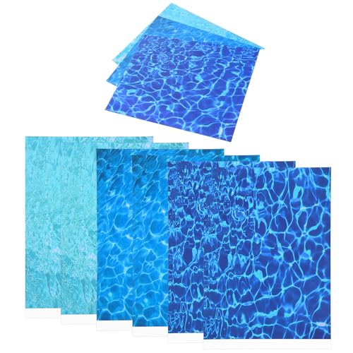 Telooco Ripple Water Sticker 6 Sheets Ocean Diorama Supplies Paper Self Adhesive Pearlescent Ripple Stream for Lake River Miniature Home Decor