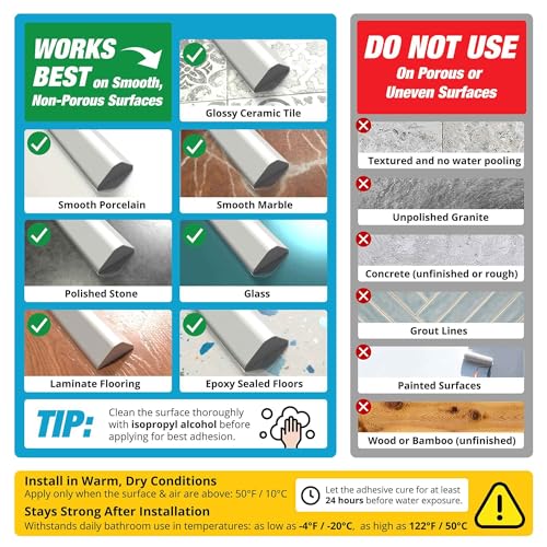 Image of Shower Threshold Water Dam Barrier 100 inch - Black Collapsible Shower Water Blocker - Guard for Walk in Shower - Water Guard Stopper for Floor - Shower Door Water Blocker - Triangular - By Hippo Dam