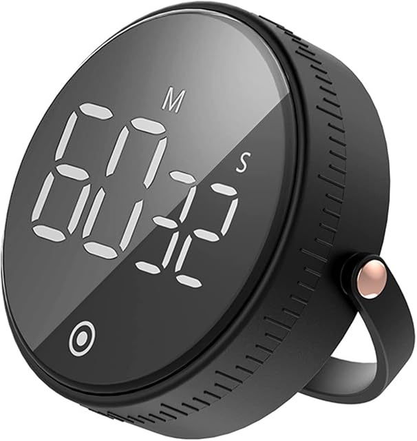 JKAN Digital Kitchen Timers,Cooking Timer,LED Display,Knob Control,Magnetic Countdown Countup Timer for Classroom Cooking Fitness Baking Studying Teaching (Black)
