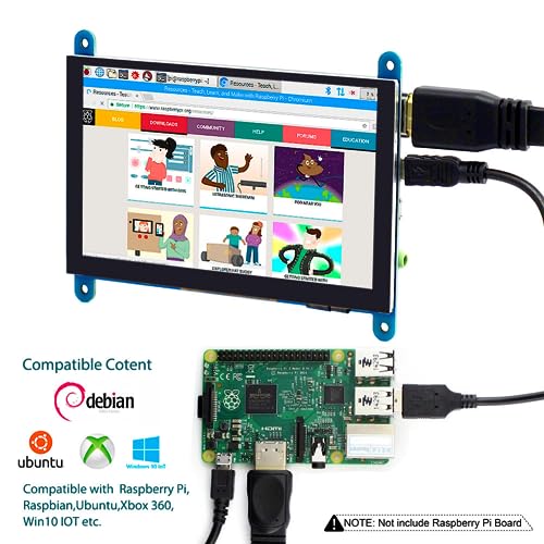 Image of ELECROW 5 Inch Touch Screen Monitor for Raspberry Pi - 800x480 Mini Monitor Touchscreen LCD Display Compatible with Raspberry Pi 5 /4 /3B+ /3B, BB Black, Banana Pi, Jetson Nano, Windows, PC