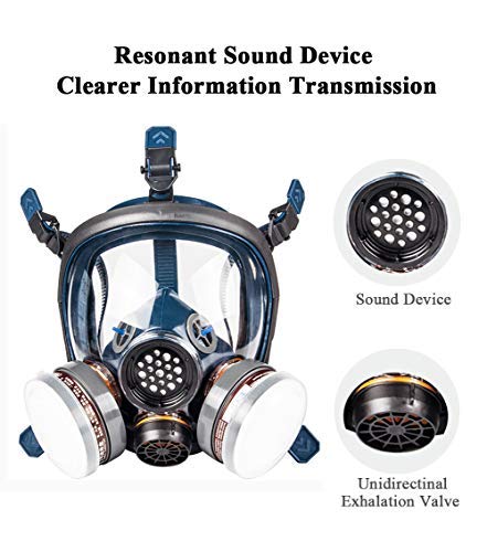 Full Face Respirator Mask,Gas Mask Respirators Protect Against Gas,Dust,Chemicals, Safety Mask - Thumbnail 4