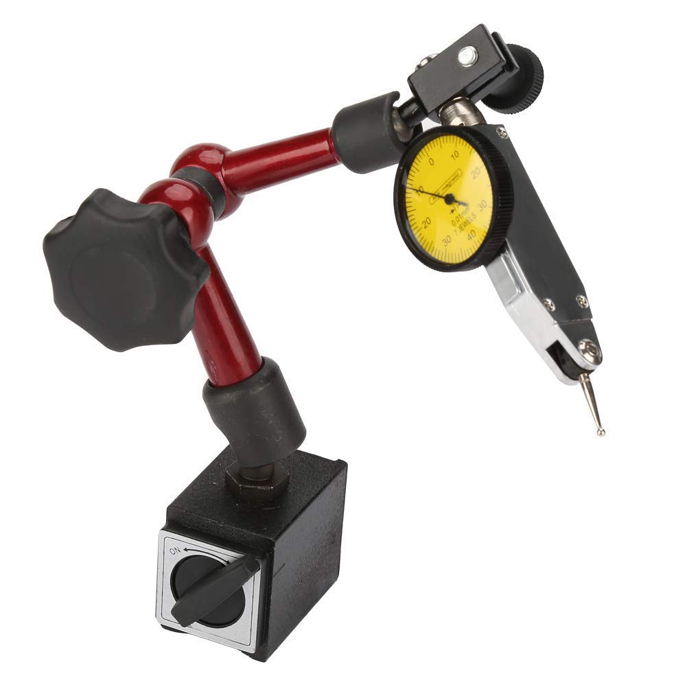 Precisione Comparatore Centesimale Indicatore di Leva Impermeabile Dial Test con Base Magnetica Universale Flessibile (Dial Indicator + Base)