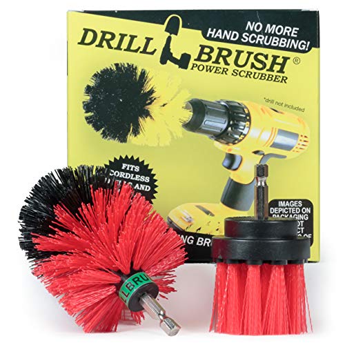 Drillbrush 2 pièces Mini Taille Rouge Stiff Bristle Rotary Nettoyage es pour le nettoyage Revêtements, Brique, Pierre, cheminées, ponts, Gouttières et plus rouge rigide