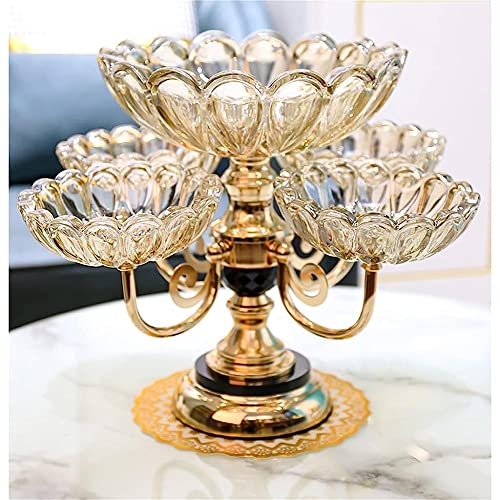 Plato de frutas multicapa, elegante plato de cristal para aperitivos y dulces para decoración del hogar y entretenimiento