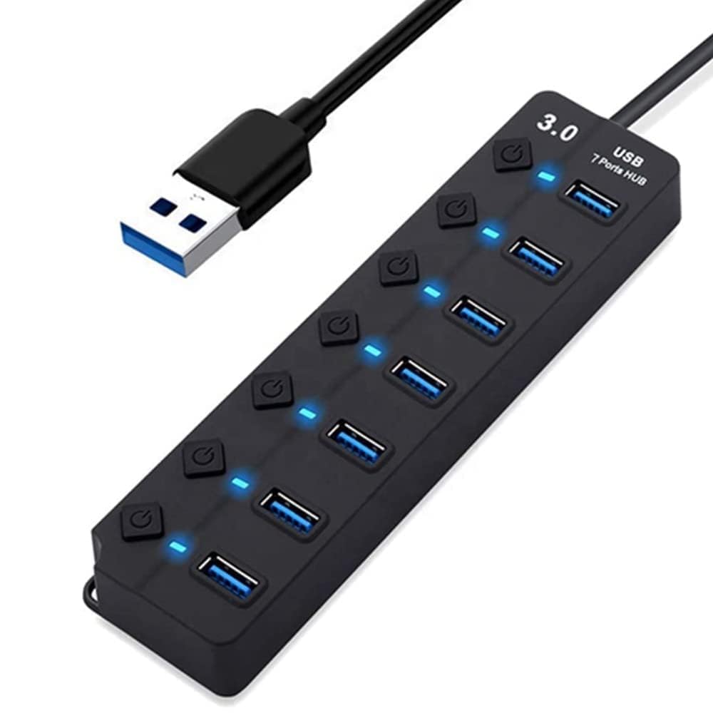 USB Hub 3.0, 7-Port USB Hub Splitter with Individual On/Off Switches and Lights, 3.2ft/1m Long Cable Compatible with Laptop, Surface Pro, PS4, PC, Flash Drive, Mobile HDD-image-49
