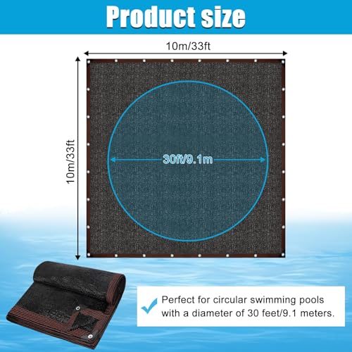 Red para hojas de piscina redonda 30 ft 34.5 x 34.5 ft miniatura 3