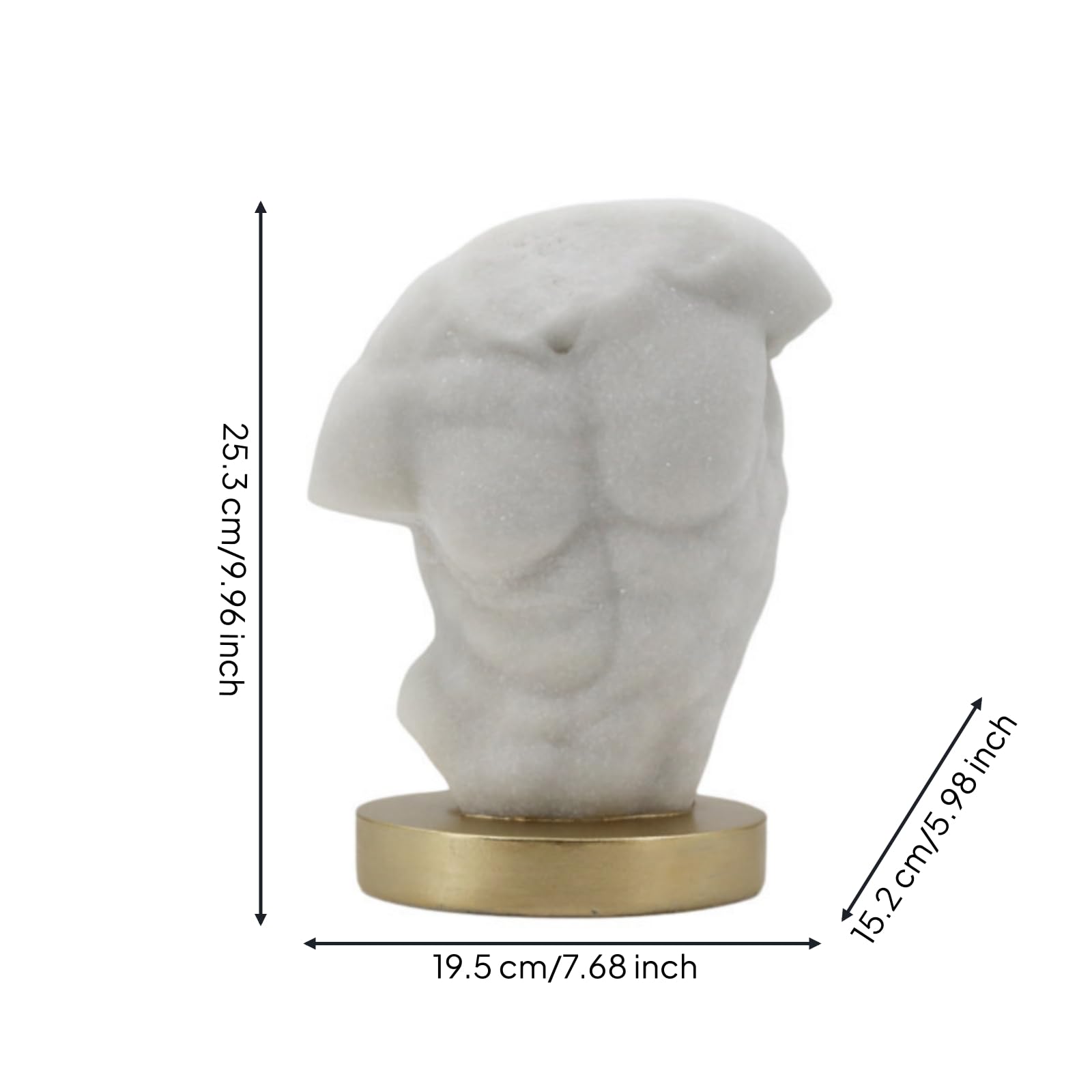 Milageto Skulptur Abstrakter Mensch Torso Figur Statue Moderne Wohndeko aus Quarzsandharz mit Strukturierter auf Sockel für Wohnzimmer Büro Atelier Flur Tisch