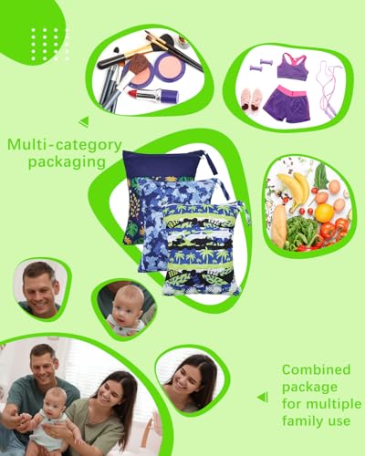 Image of babygoal Wet and Dry Pockets for Baby Nappies, Washable Travel Bags, Beach, Pool, Gym Bag for Swimsuits and Wet Clothes, with Two Zip Pockets, Colour: 41, 30cm x 36cm, Wet and Dry Bag