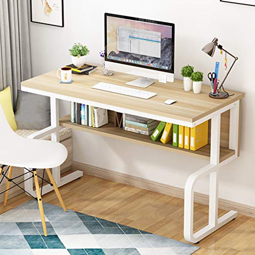 Computer Desk, DICPOLIA PC Computer Desk Laptop Study Table Workstation Home Office Furniture W/Shelf Home Office Desk Pc Study Desk Space Saving - Thumbnail 4